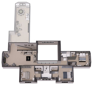 D7374-A Cedar Hollow House 3D Second Floor Plan 4 Beds 3.5 Baths