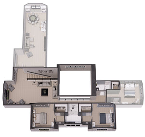 D7372-A Autumn Ridge House 3D Second Floor Plan 3-4 Beds 3.5 Baths