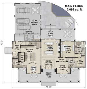 D7374-A Cedar Hollow House First Floor Plan 4 Beds 3.5 Baths