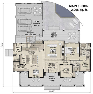 D7372-A Autumn Ridge House First Floor Plan 3-4 Beds 3.5 Baths