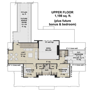 D7372-A Autumn Ridge House Second Floor Plan 3-4 Beds 3.5 Baths