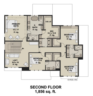 D7342-A The Raven House Second Floor Plan 4 Beds 3.5 Baths