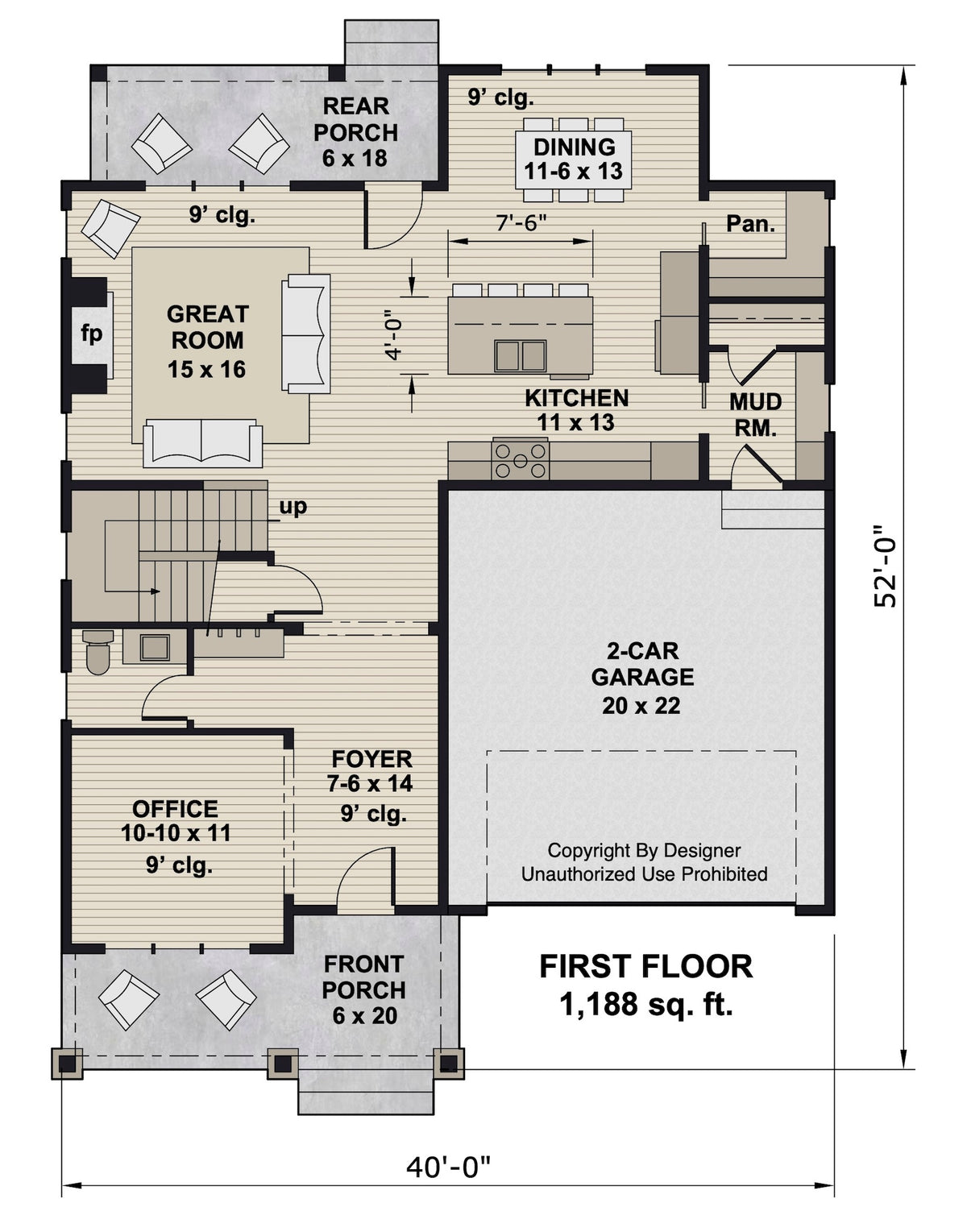 D7354-A Harlington House First Floor Plan 4 Beds 2.5 Baths