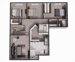D7354-A Harlington House 3D Second Floor Plan 4 Beds 2.5 Baths