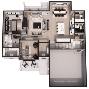 D7348-A Pleasant Hill House 3D First Floor Plan