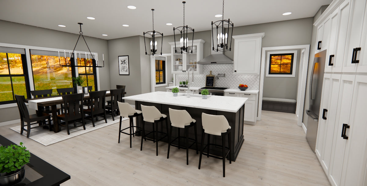 D7348-A Pleasant Hill House Kitchen, Dining, and Island