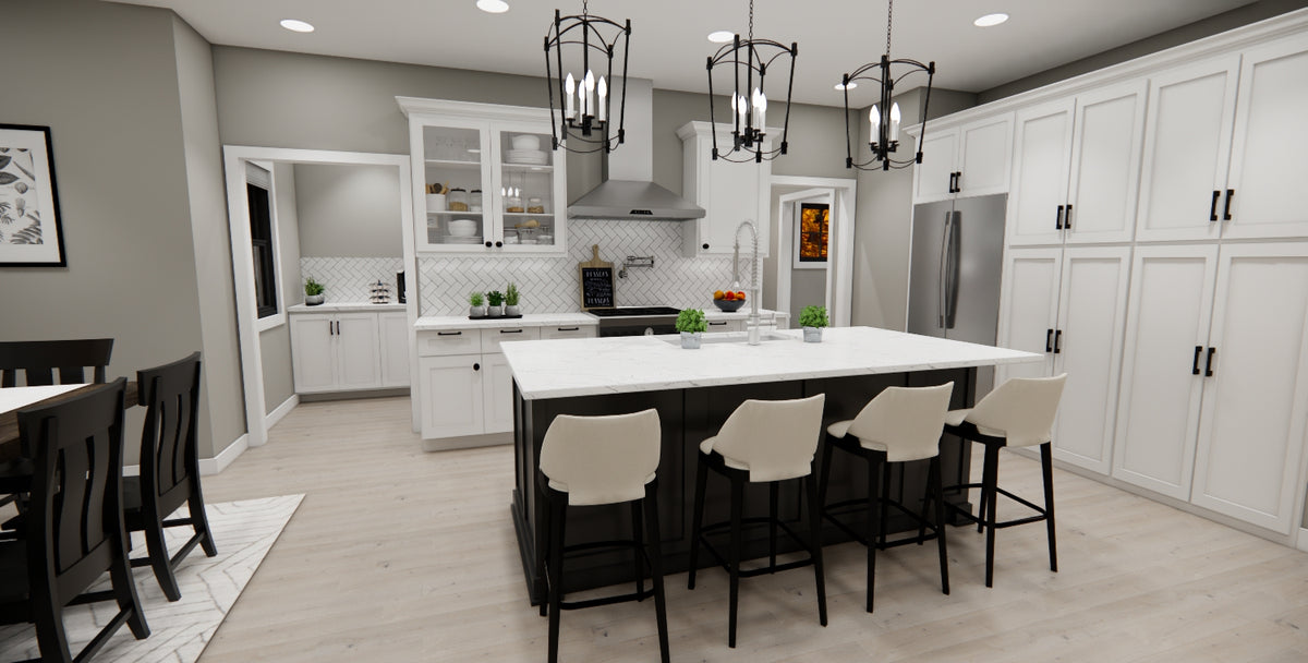 D7348-A Pleasant Hill House Kitchen and Island