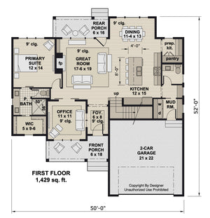 D7348-A Pleasant Hill House First Floor Plan