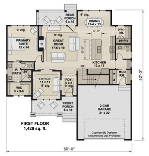 D7352-A Jasper House First Floor Plan 4 Beds 3.5 Baths