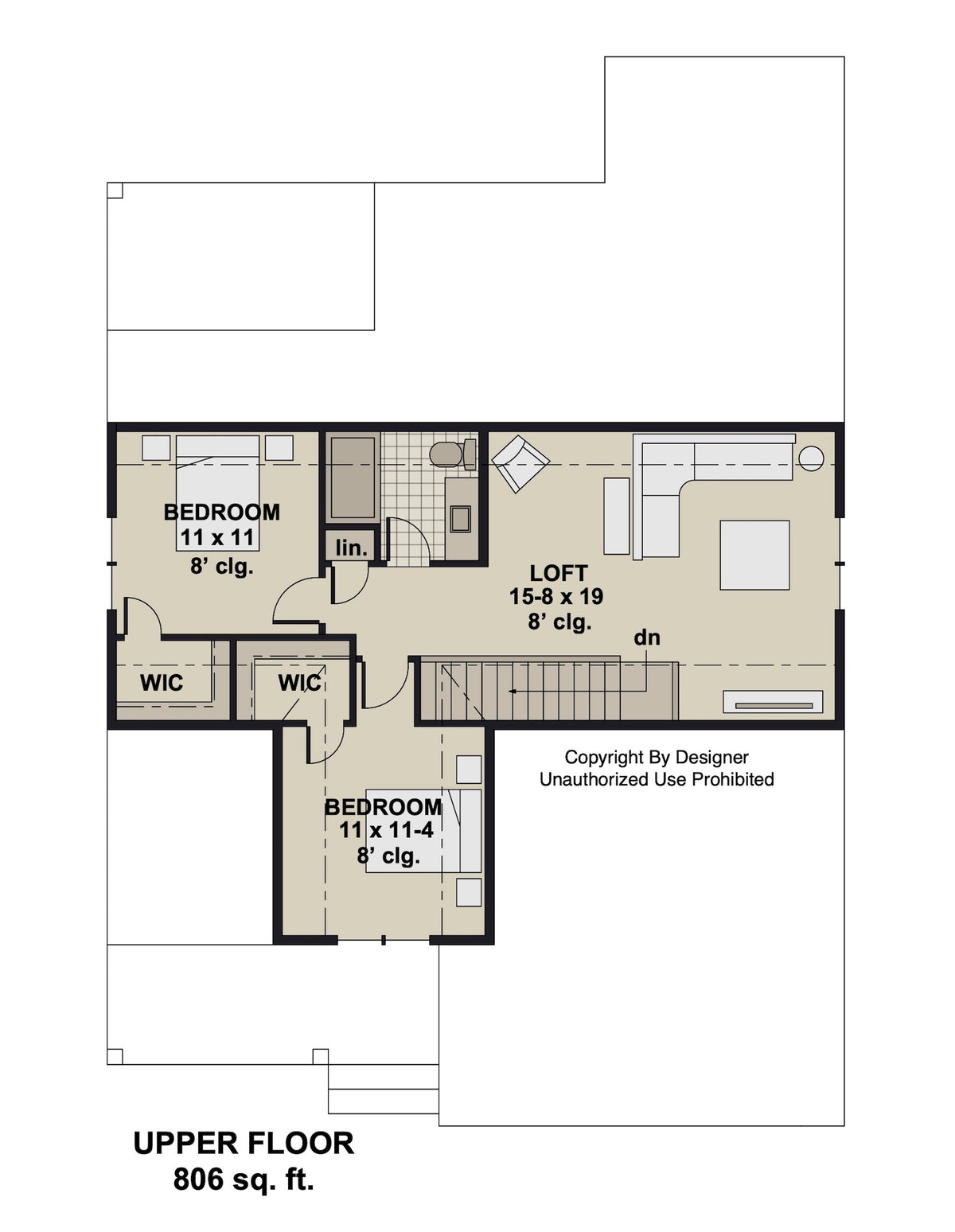 D7344-A Oslo House Second Floor Plan 3 Beds 2.5 Baths