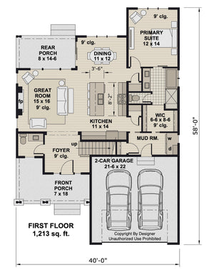 D7347-A Lino Lakes House First Floor Plan 3 Beds 2.5 Baths
