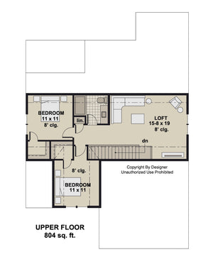 D7347-A Lino Lakes House Second Floor Plan 3 Beds 2.5 Baths