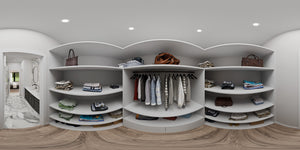 AJ7727-A Modern Farmhouse Closet Panorama, 3 Bedrooms, 2 Bathrooms | Plan 1064 