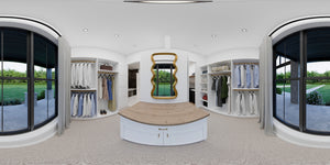 AJ7980-A Modern Farmhouse Closet Panorama, 3 Bedrooms, 4.5 Bathrooms | Plan 1068 