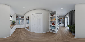 AJ7722-A Modern Farmhouse Closet Panorama, 4 Bedrooms, 4 Bathrooms | Plan 1062 