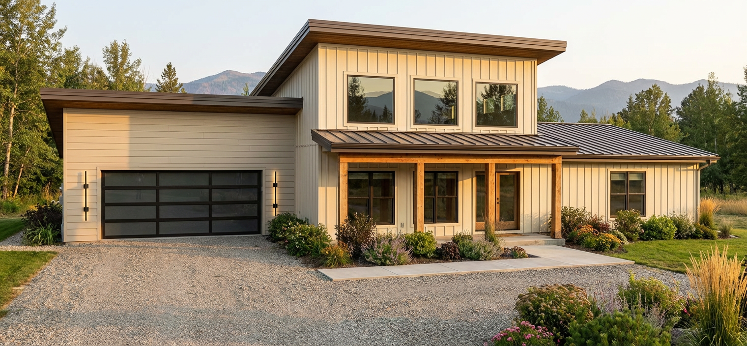 AE7976-A Modern Barndominium House, 5 Bedrooms, 2 Bathrooms | SMN 2062 Hillside Greens Exterior