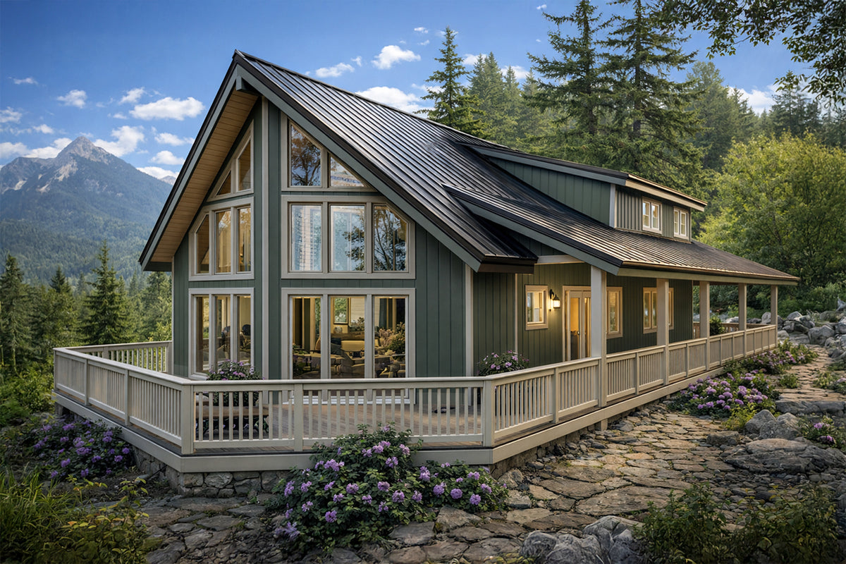 AM7667-A A-Frame House, 3 Bedrooms, 2 Bathrooms | Gerard House Plan Exterior