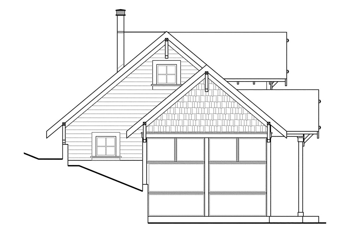 AM8487-A Cottage House with 1 Bathroom | Northlake House Plan Left Elevation