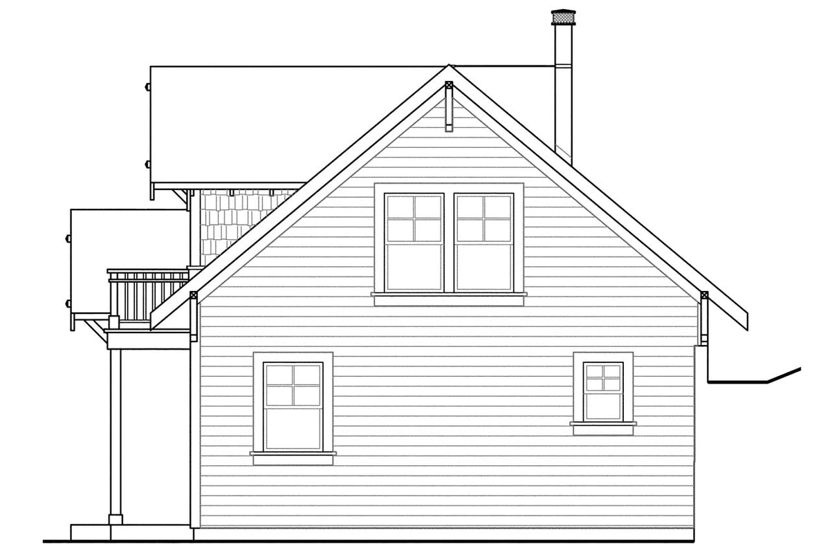 AM8487-A Cottage House with 1 Bathroom | Northlake House Plan Right Elevation