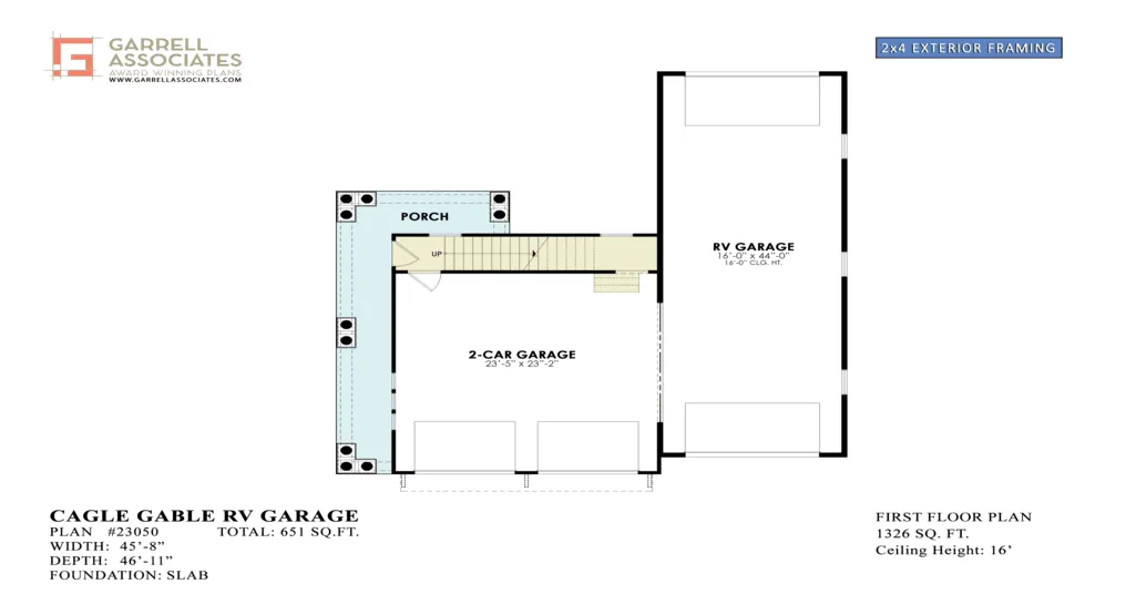 Cagle Gable RV Garage House Plan - Archival Designs House Plans