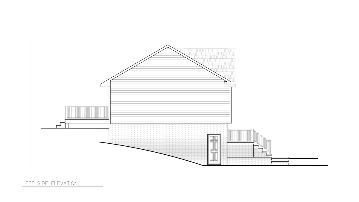 A8205-A Traditional House, 3 Bedrooms, 2 Bathrooms | Camelot House Plan Left Elevation