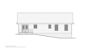 A8205-A Traditional House, 3 Bedrooms, 2 Bathrooms | Camelot House Plan Rear Elevation