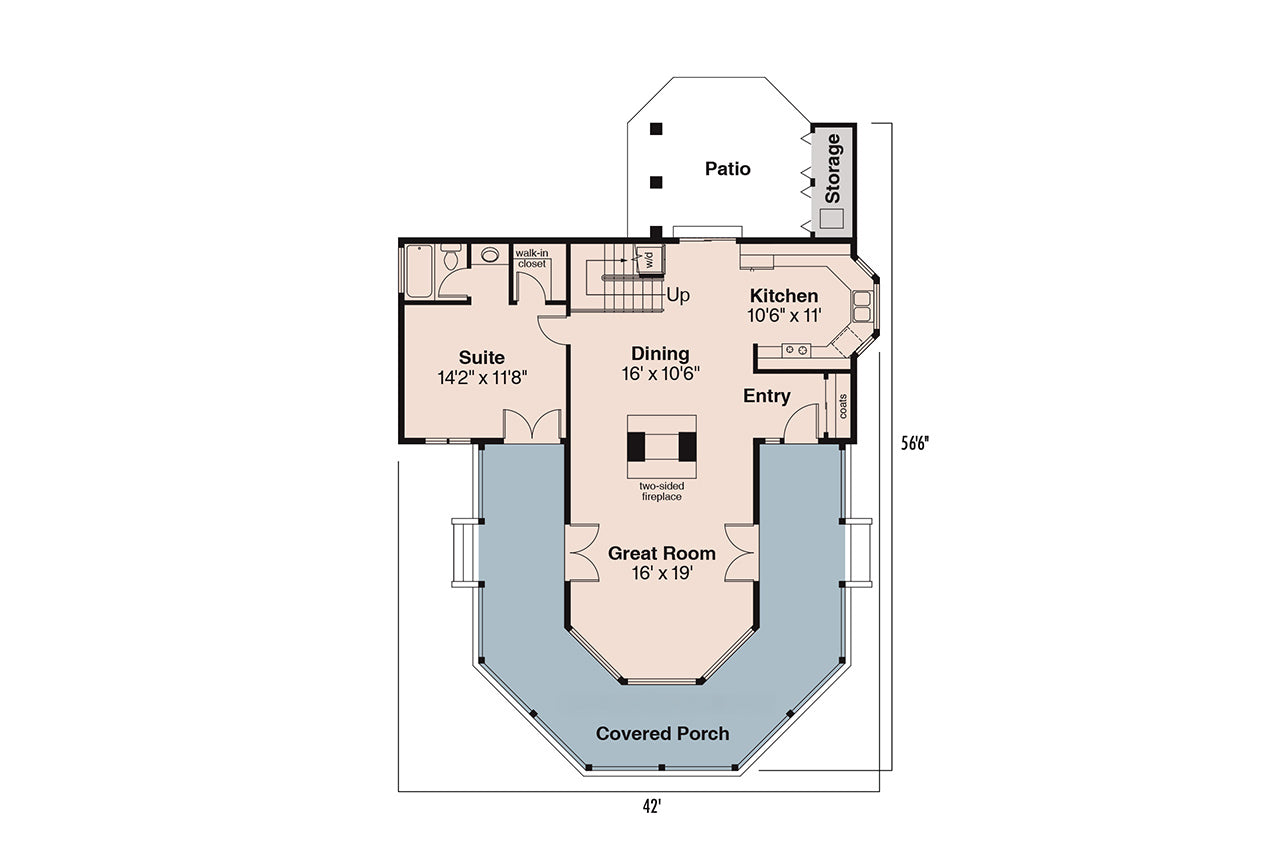 AM8268-A Cape Pod House, 2 Bedrooms, 2 Bathrooms | Lakeview House Plan Exterior
