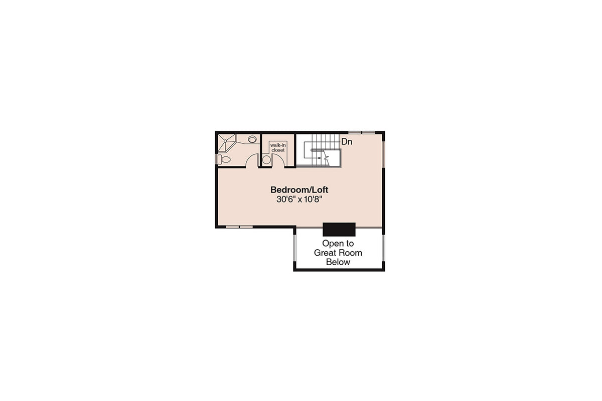 AM8268-A Cape Pod House Second Floor Plan, 2 Bedrooms, 2 Bathrooms | Lakeview House Plan 