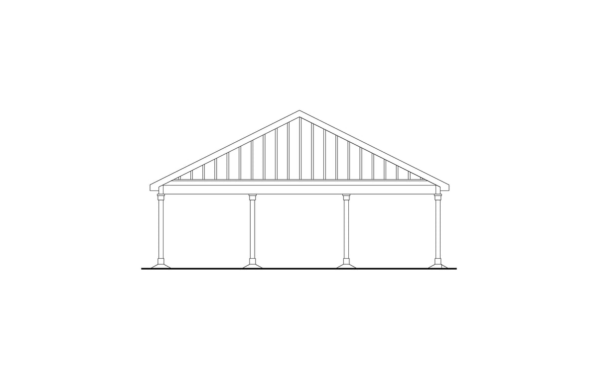 AM8116-A Traditional Carport | Carport Plan Rear Elevation