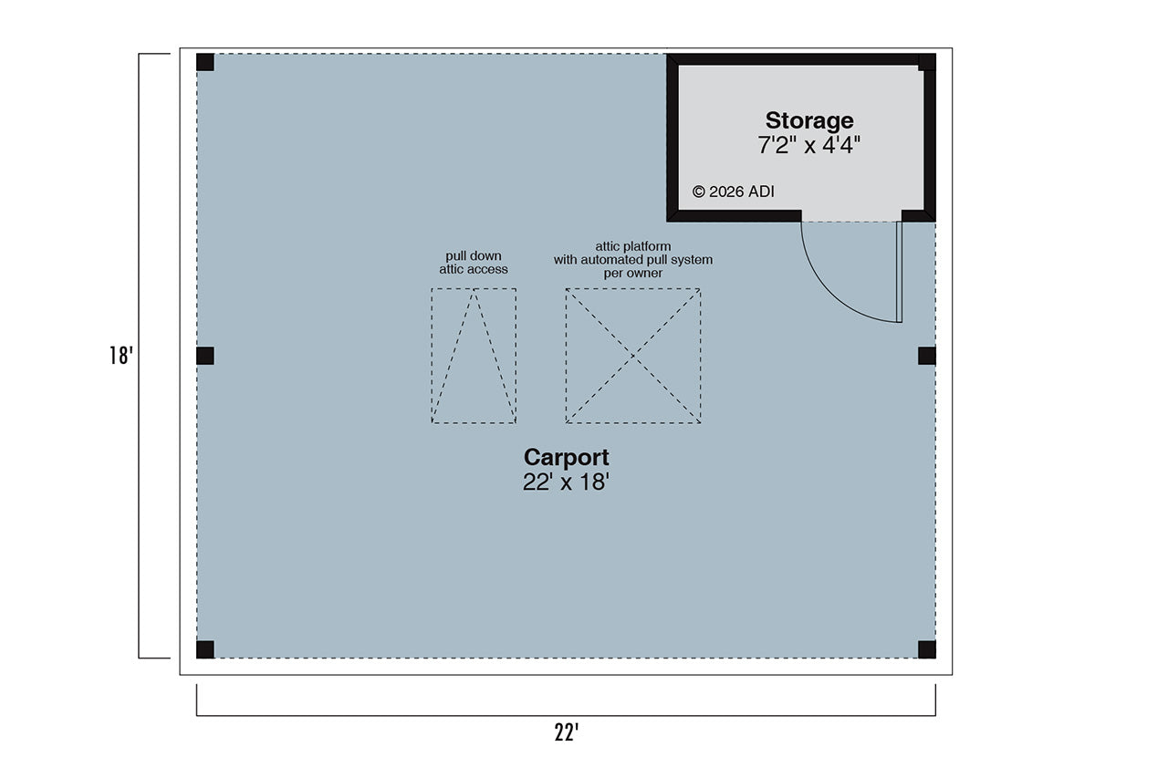 AM8461-A Farmhouse Carport | 20-684 Plan Floor Plan
