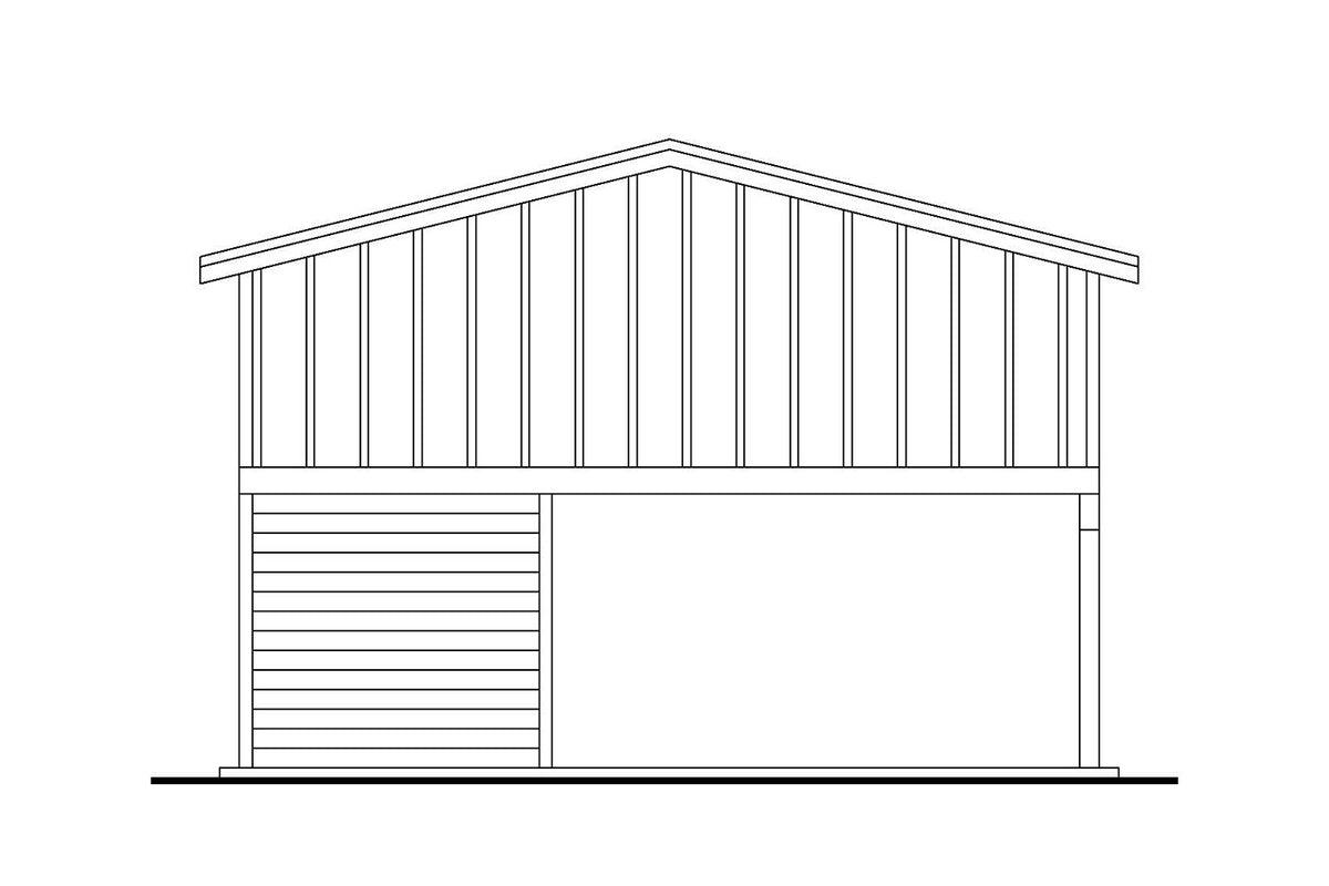 AM8461-A Farmhouse Carport | 20-684 Plan Rear Elevation