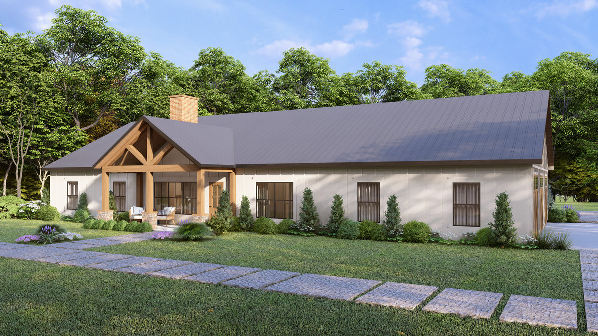 4-Bedroom Ranch Home Plan with Workshop and Split Layout