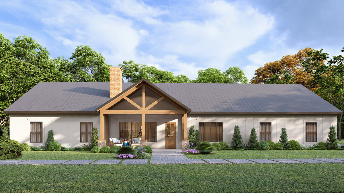 4-Bedroom Ranch Home Plan with Workshop and Split Layout