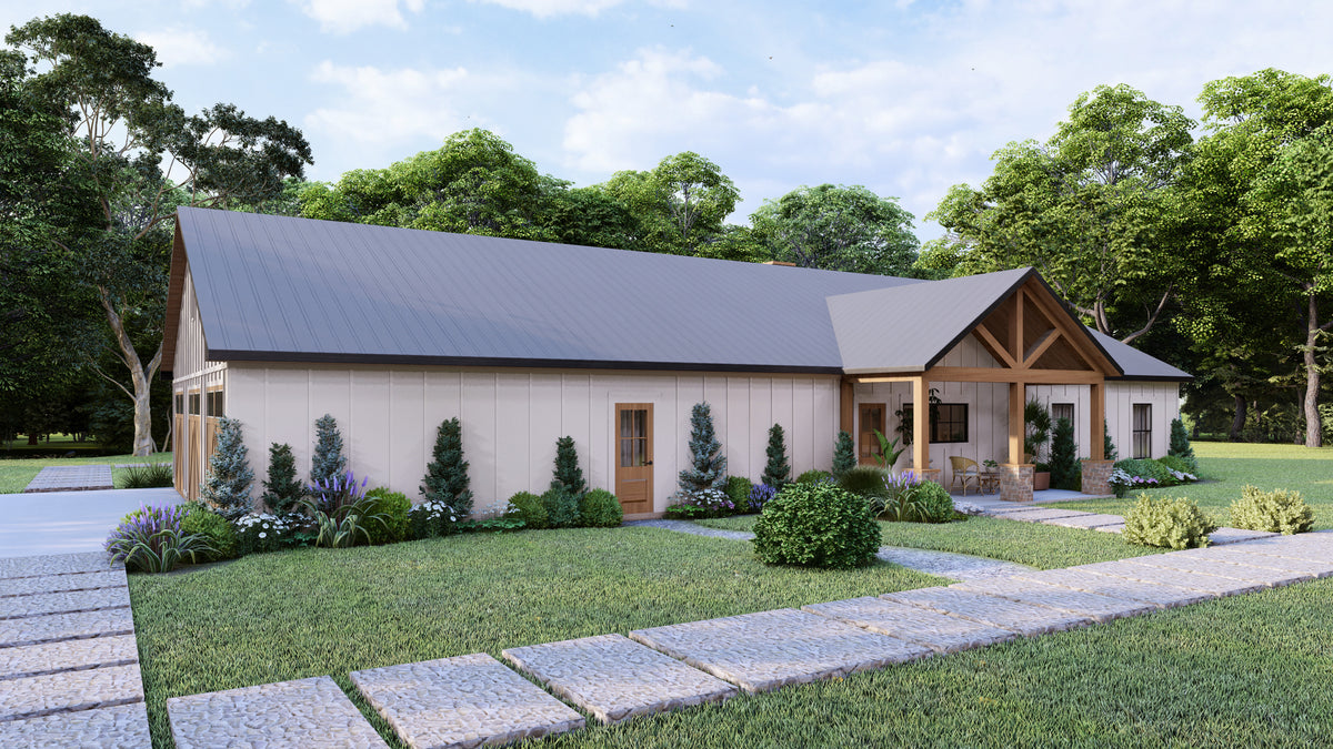 4-Bedroom Ranch Home Plan with Workshop and Split Layout