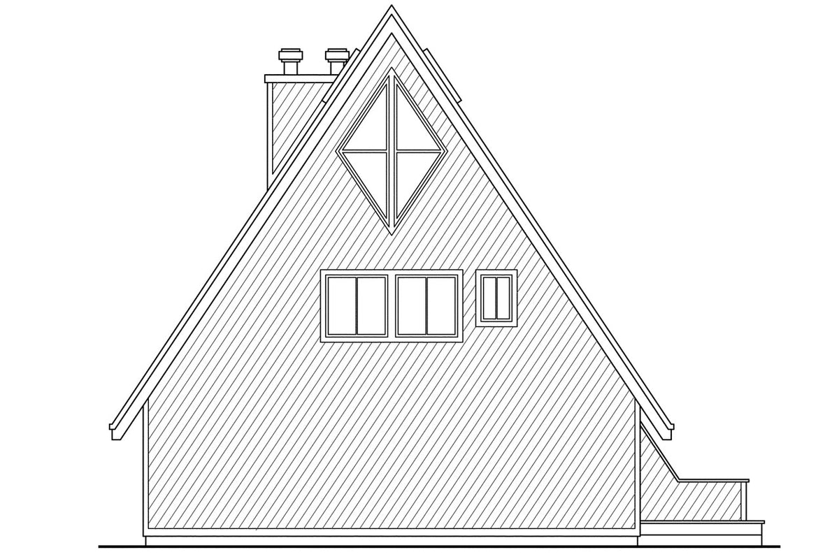 AM7645-A A-Frame House Left Elevation, 3 Bedrooms, 2 Bathrooms | Cascade House Plan 
