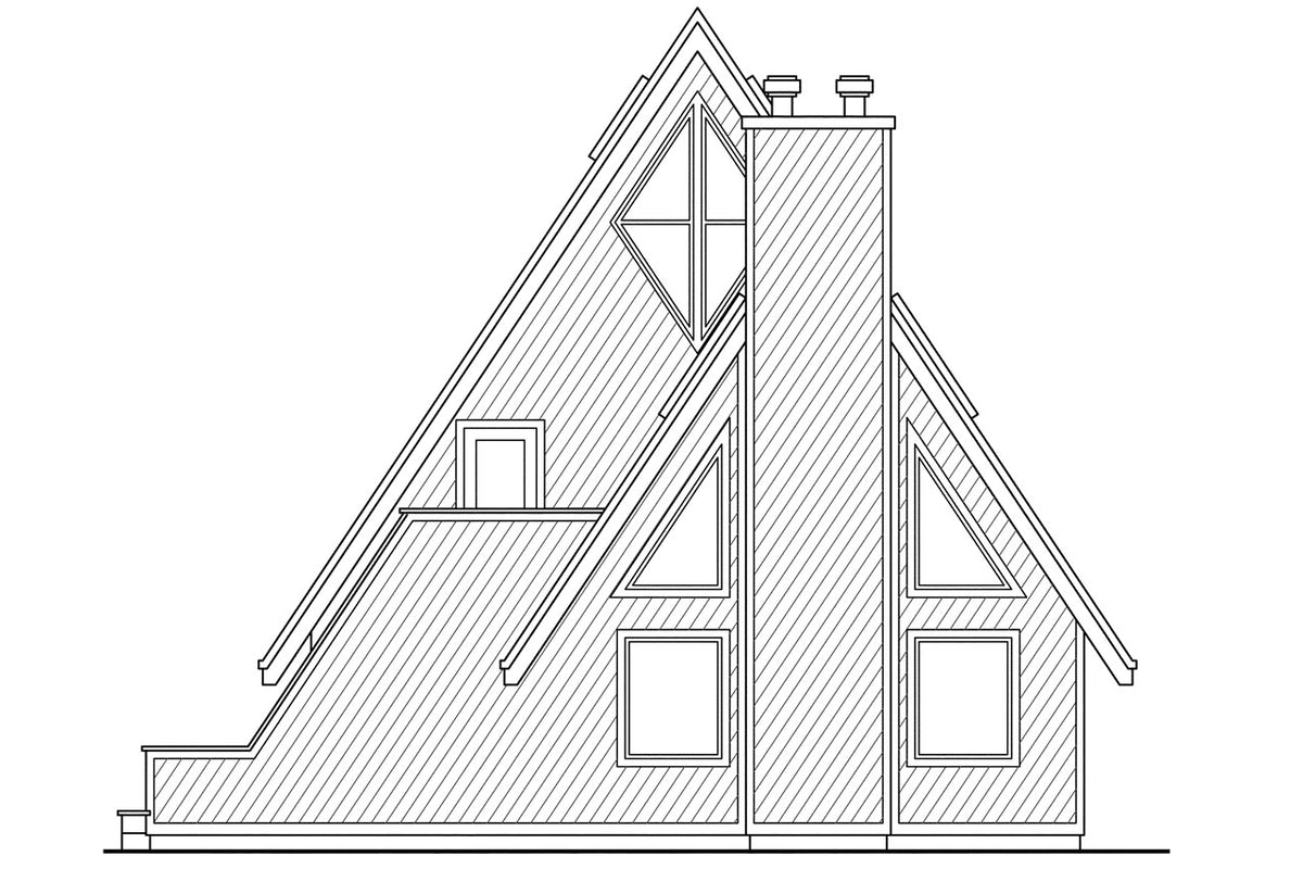 AM7645-A A-Frame House Right Elevation, 3 Bedrooms, 2 Bathrooms | Cascade House Plan 