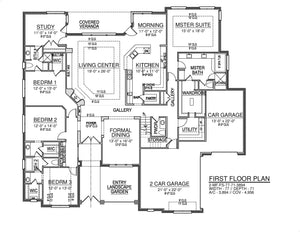 F8435-A Traditional House, 4 Bedrooms, 3 Bathrooms, 2 Half Baths | Cimarec House Plan First Floor Plan