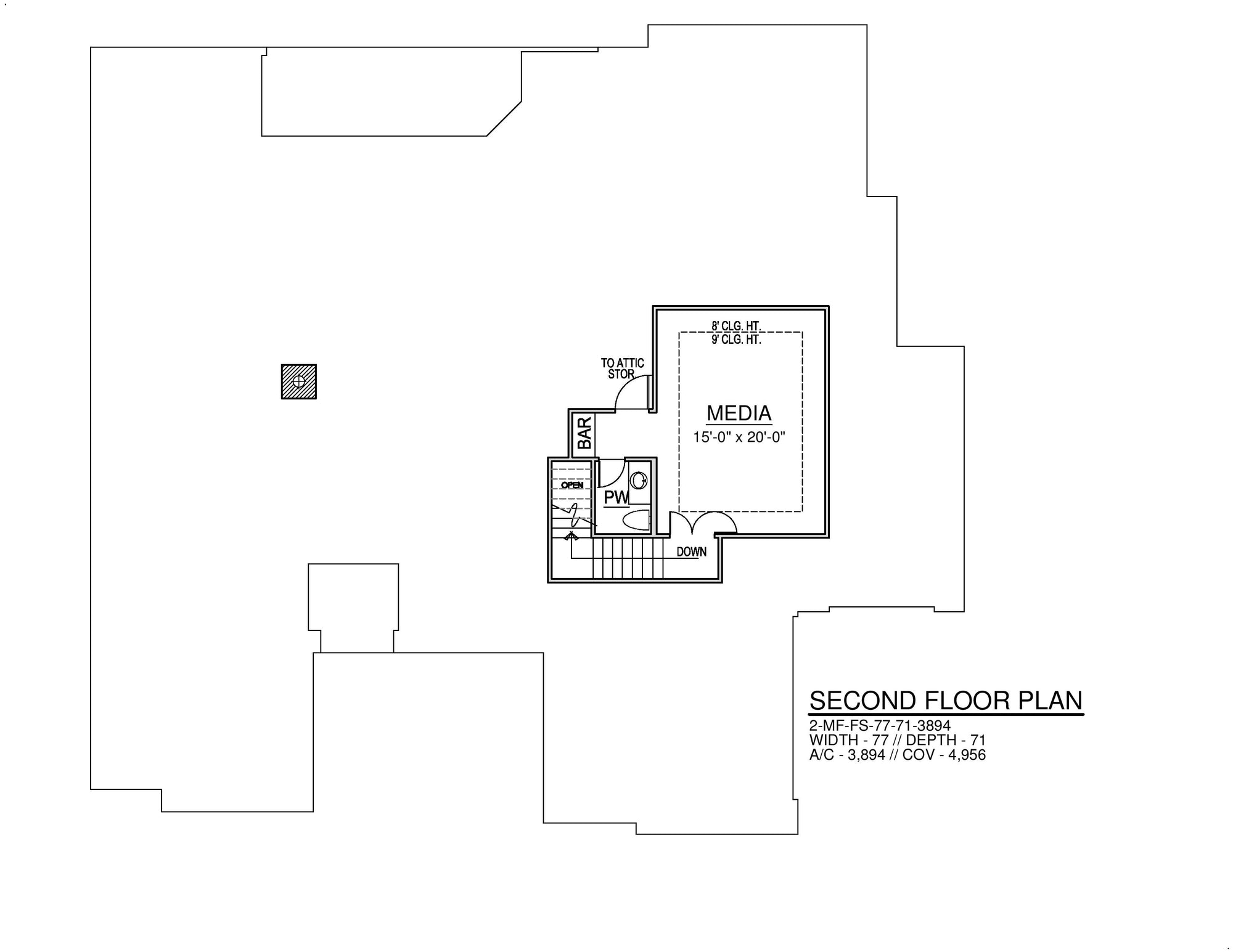 F8435-A Traditional House, 4 Bedrooms, 3 Bathrooms, 2 Half Baths | Cimarec House Plan Second Floor Plan