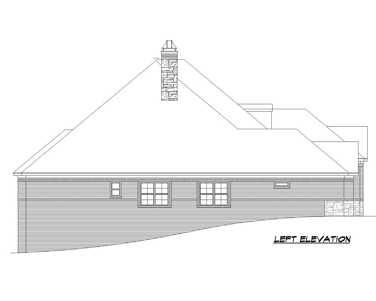 F8435-A Traditional House, 4 Bedrooms, 3 Bathrooms, 2 Half Baths | Cimarec House Plan Left Elevation