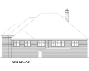 F8435-A Traditional House, 4 Bedrooms, 3 Bathrooms, 2 Half Baths | Cimarec House Plan Rear Elevation