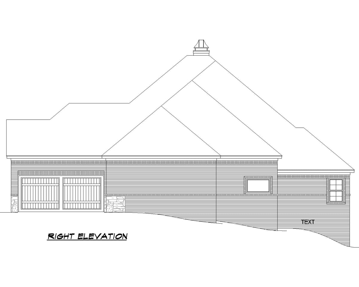 F8435-A Traditional House, 4 Bedrooms, 3 Bathrooms, 2 Half Baths | Cimarec House Plan Right Elevation