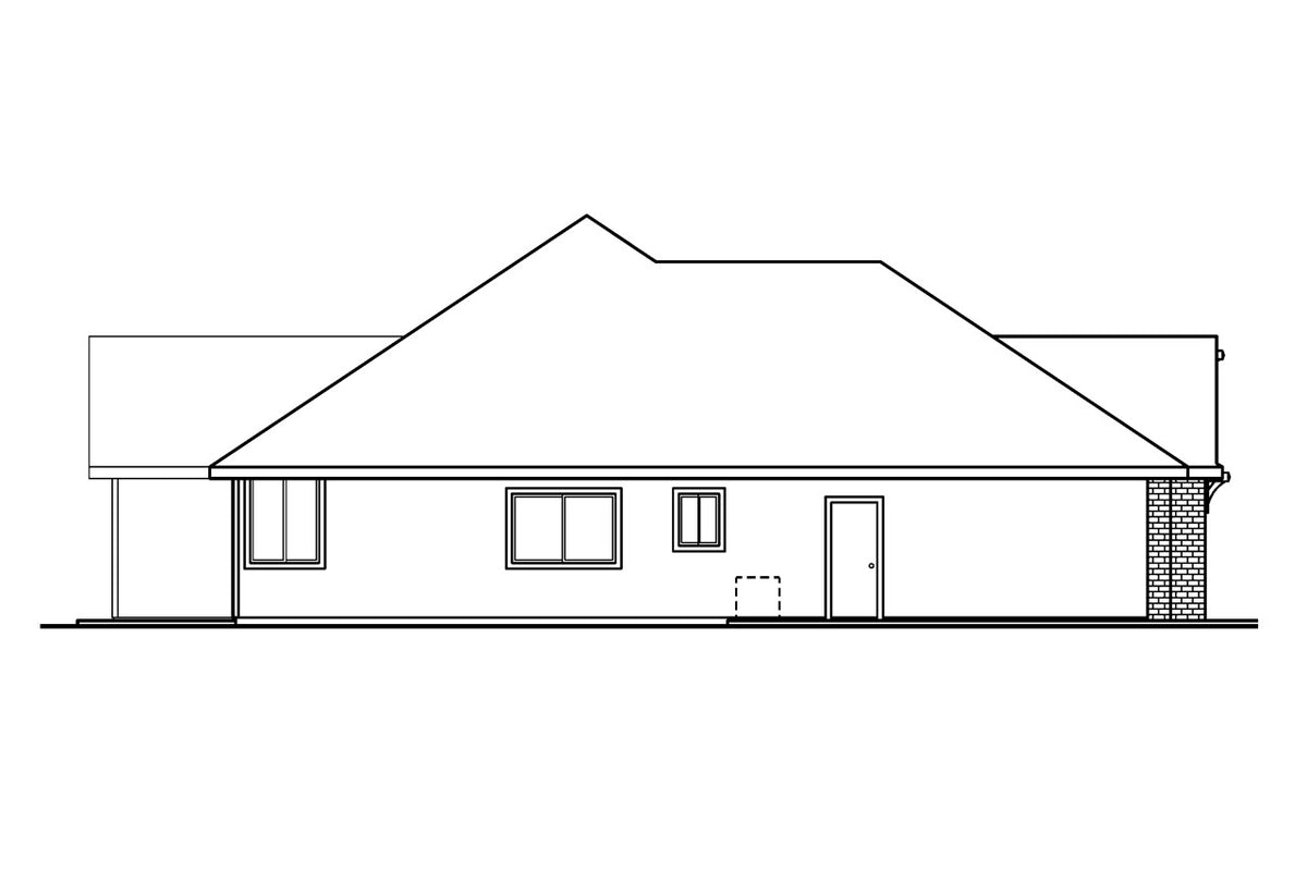 AM8101-A Ranch House, 3 Bedrooms, 2.5 Bathrooms | Ryland House Plan Left Elevation