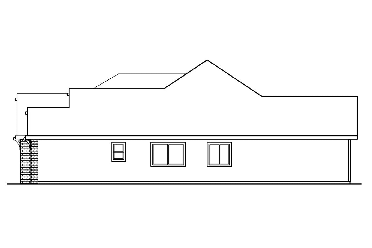 AM8101-A Ranch House, 3 Bedrooms, 2.5 Bathrooms | Ryland House Plan Right Elevation