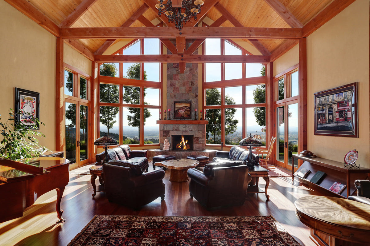 Expansive Chalet-Style Estate with Library, Wine Cellar, and Gym