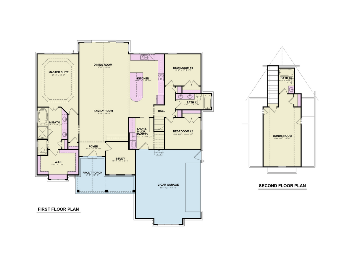 A7683-A Modern Farmhouse First and Second Floor Plan, 3 Bedrooms, 3.5 Bathrooms | Whitemoore A House Plan 