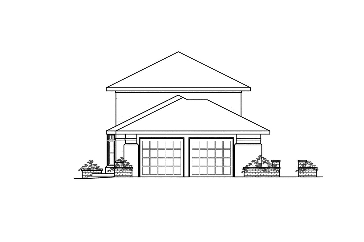 AM8105-A Southwestern House, 4 Bedrooms, 4 Bathrooms | Estefan House Plan Left Elevation