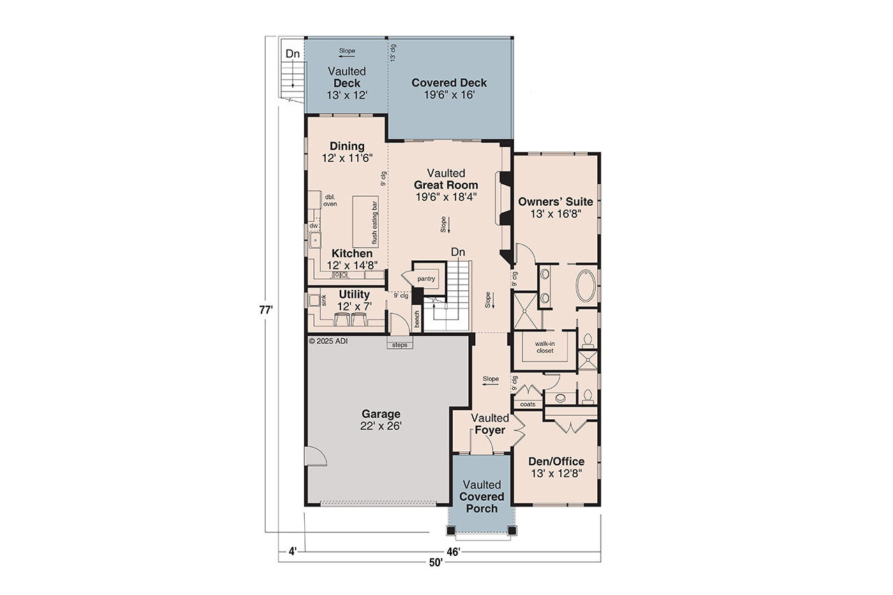 AM7799-A Contemporary House First Floor Plan, 4 Bedrooms, 4 Bathrooms | 31-433 Everwood
