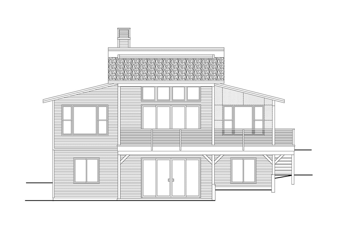 AM7799-A Contemporary House Rear Elevation, 4 Bedrooms, 4 Bathrooms | 31-433 Everwood