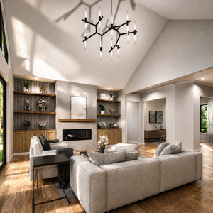 A8409-A Mulberry 2 House Modern Farmhouse Plan 3 beds, 3.5 Baths - Living Room