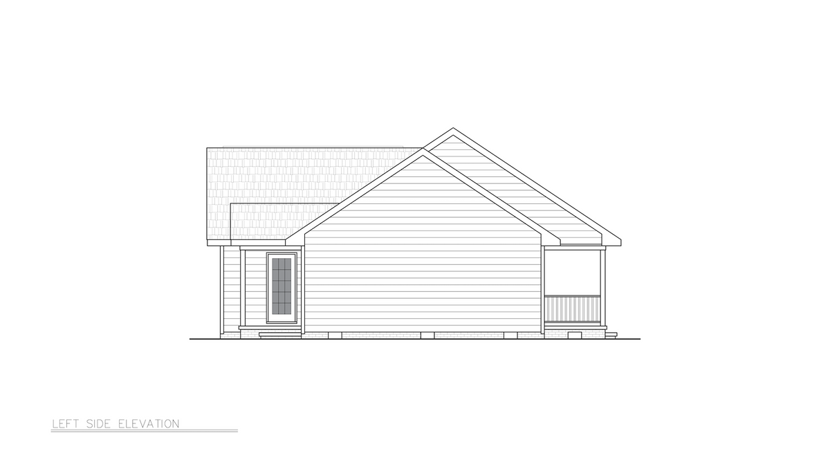 ST25085 Corona Traditional Style House Plan, 3 Bedrooms 2 Bathrooms  Left Side Elevation